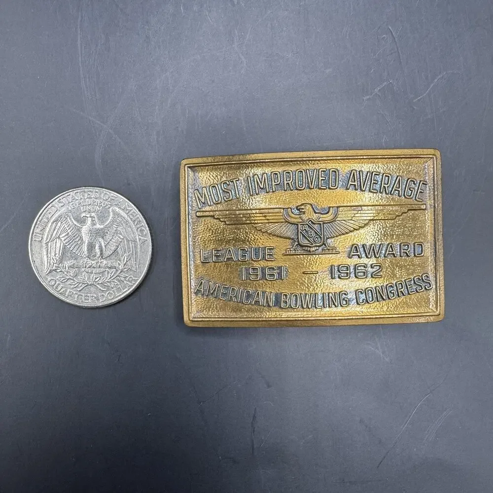 Vintage American Bowling Congress Belt Buckle Most Improved 1961-1962 League